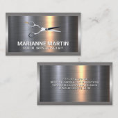 Metaal aluminiumzilver geborsteld | Schaar Visitekaartje (Voorkant / Achterkant)