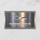 Metaal aluminiumzilver geborsteld | Schaar Visitekaartje (Voorkant)