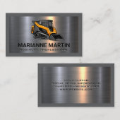 Metaal aluminiumzilver geborsteld | Skid Steer Visitekaartje (Voorkant / Achterkant)