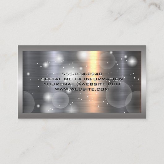 Metaal aluminiumzilver geborsteld | Sparkle Visitekaartje (Achterkant)
