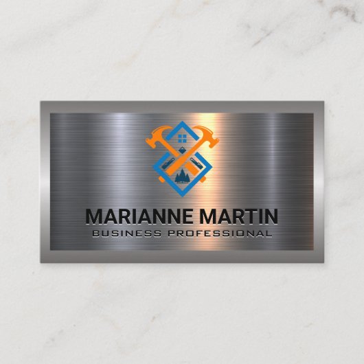 Metaal aluminiumzilver geborsteld | ThuisHammer Lo Visitekaartje (Voorkant)