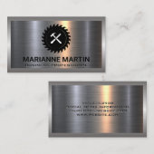 Metaal aluminiumzilver geborsteld | Zauw en Hammer Visitekaartje (Voorkant / Achterkant)