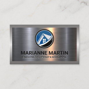 Metaal aluminiumzilver Logo onroerend goed Visitekaartje