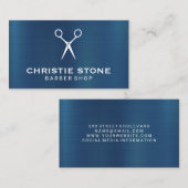 Metaal Blauw | Schaar Icoon Achtergrond Visitekaartje (Voorkant / Achterkant)