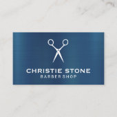 Metaal Blauw | Schaar Icoon Achtergrond Visitekaartje (Voorkant)