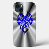 Metaal: Blauw stamstaal Case-Mate iPhone Case (Achterkant)