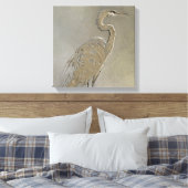 Metaal Blauwe Heron Canvas Afdruk (Insitu (Slaapkamer))