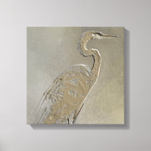 Metaal Blauwe Heron Canvas Afdruk (Voorkant)