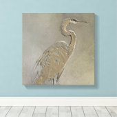 Metaal Blauwe Heron Canvas Afdruk (Insitu (Houten vloer))