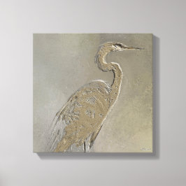 Metaal Blauwe Heron Canvas Afdruk