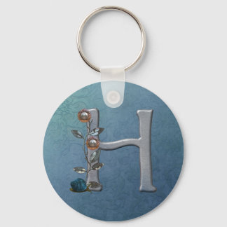 Metaal bloemen Monogram H Sleutelhanger