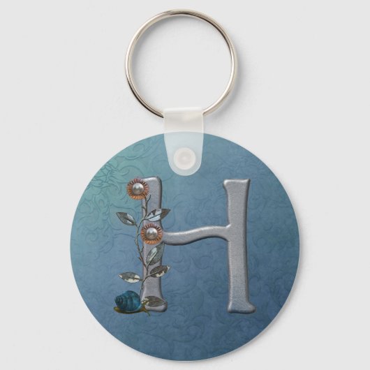 Metaal bloemen Monogram H Sleutelhanger (Voorkant)