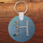 Metaal bloemen Monogram H Sleutelhanger (Voorkant)