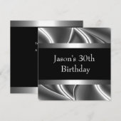 Metaal Chrome Black White Style Silver Mannen 30th Kaart (Voorkant / Achterkant)