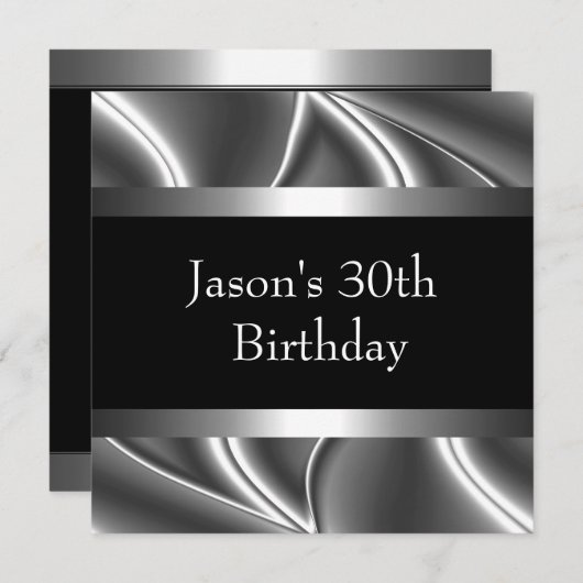 Metaal Chrome Black White Style Silver Mannen 30th Kaart (Voorkant / Achterkant)
