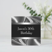 Metaal Chrome Black White Style Silver Mannen 30th Kaart (Staand voorkant)