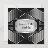 Metaal Chrome Black White Style Silver Mannen 30th Kaart (Voorkant)