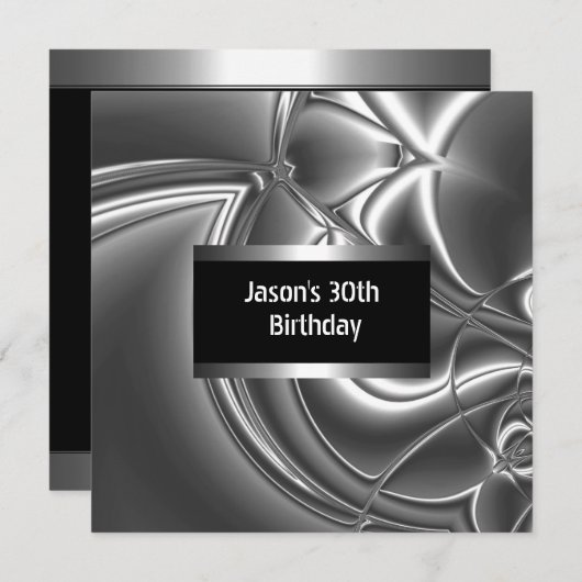 Metaal Chrome Black White Style Silver Mannen 30th Kaart (Voorkant / Achterkant)