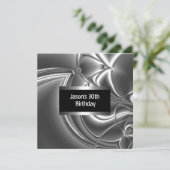 Metaal Chrome Black White Style Silver Mannen 30th Kaart (Staand voorkant)