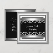 Metaal Chrome Black White Style Silver Mannen 35th Kaart (Voorkant / Achterkant)