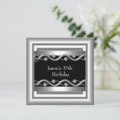 Metaal Chrome Black White Style Silver Mannen 35th Kaart (Staand voorkant)