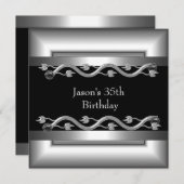 Metaal Chrome Black White Style Silver Mannen 40th Kaart (Voorkant / Achterkant)