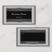 Metaal Chrome Elegant Zwart & Wit Stijl Zilver Visitekaartje (Voorkant / Achterkant)