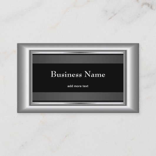 Metaal Chrome Elegant Zwart & Wit Stijl Zilver Visitekaartje (Voorkant)