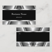Metaal Chrome Elegant Zwart & Wit Stijl Zilver Visitekaartje (Voorkant / Achterkant)