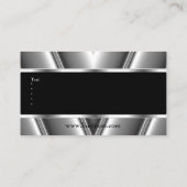 Metaal Chrome Elegant Zwart & Wit Stijl Zilver Visitekaartje (Achterkant)