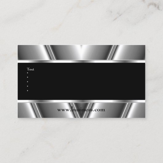 Metaal Chrome Elegant Zwart & Wit Stijl Zilver Visitekaartje (Achterkant)