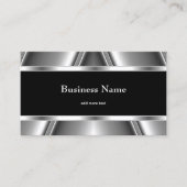 Metaal Chrome Elegant Zwart & Wit Stijl Zilver Visitekaartje (Voorkant)