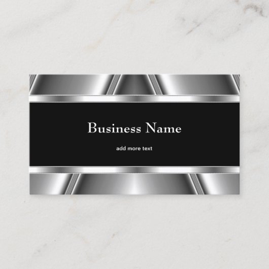 Metaal Chrome Elegant Zwart & Wit Stijl Zilver Visitekaartje (Voorkant)