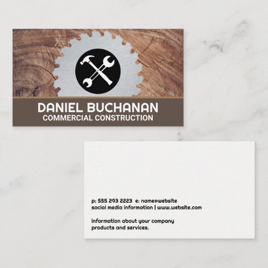 Metaal cirkelzaadblade | Handgereedschap Visitekaartje (Voorkant / Achterkant)