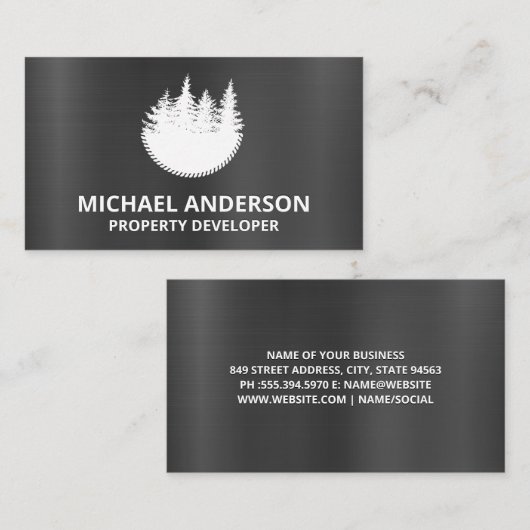 Metaal | Cirkelzaag | Bomen Visitekaartje (Voorkant / Achterkant)