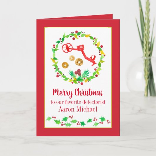Metaal detecteren Droge kerstmunten Aangepaste naa Feestdagen Kaart (Voorkant)