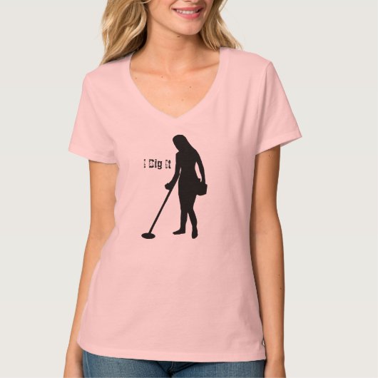 Metaal detecteren - ik dig het - Dames V Neck T-shirt (Voorkant)