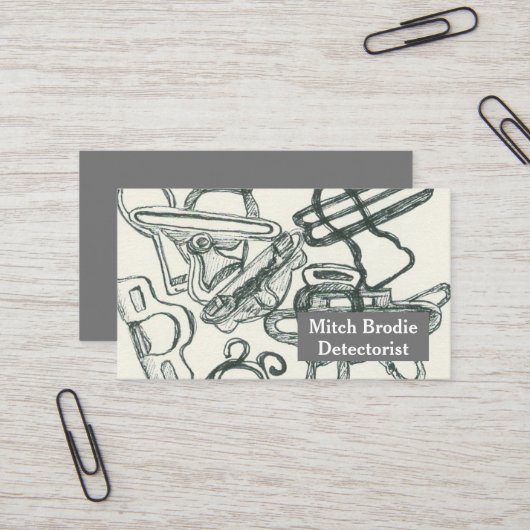 Metaal Detecteren Relic Treasures Suspender Clips Visitekaartje (Voorkant / Achterkant in situ)