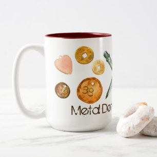 Metaal Detecteren Schatten Oude Sleutels Buttonnen Tweekleurige Koffiemok