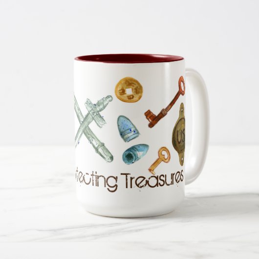 Metaal Detecteren Schatten Oude Sleutels Buttonnen Tweekleurige Koffiemok (Voorkant rechts)