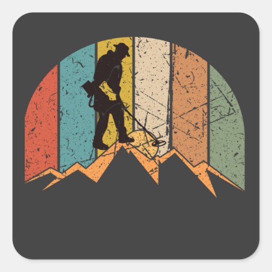 Metaal detecteren Vintage Vierkante Sticker (Voorkant)