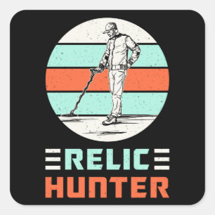 Metaal Detectorist Retro Grappig Gift Idee Vierkante Sticker