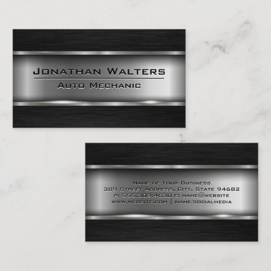 Metaal | Donker Metaal Visitekaartje (Voorkant / Achterkant)