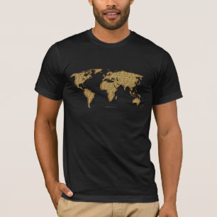 Metaal-effect Getextureerde WERELDKAART T-shirt