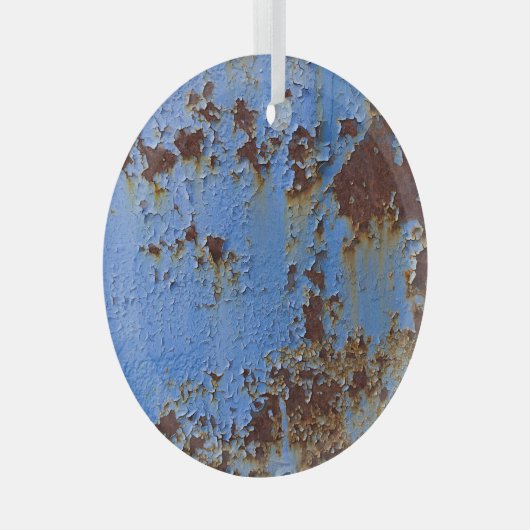 Metaal en blauwe verf textuur. glas ornament (Voorkant Rechts)