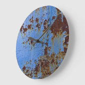 Metaal en blauwe verf textuur. grote klok (Hoek)