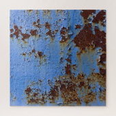 Metaal en blauwe verf textuur. legpuzzel (Verticaal)