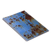 Metaal en blauwe verf textuur. notitieboek (Rechterzijde)