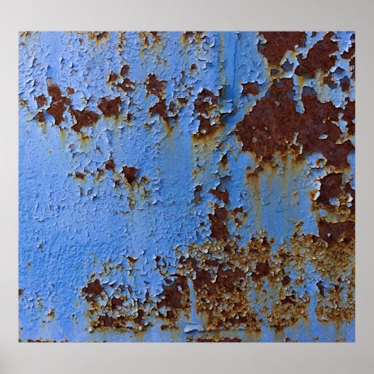 Metaal en blauwe verf textuur. poster (Voorkant)