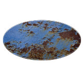 Metaal en blauwe verf textuur. snijplank (Hoek)